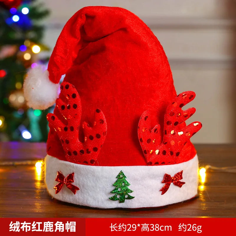 Christmas Hat with Antlers, Santa Hat As a Christmas Gift, for Adults and Children, Christmas Decoration Item
