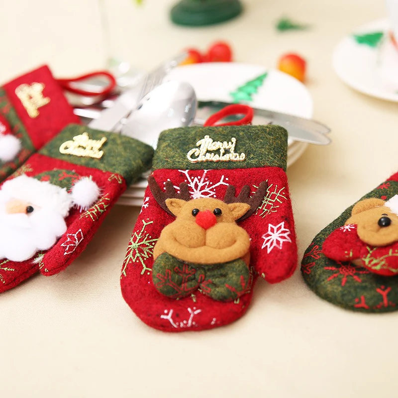 Christmas Decorations Knifes Fork Gloves Bag Holder Home New Year Party Table Dinner Cutlery Christmas Tree Hanging Ornaments