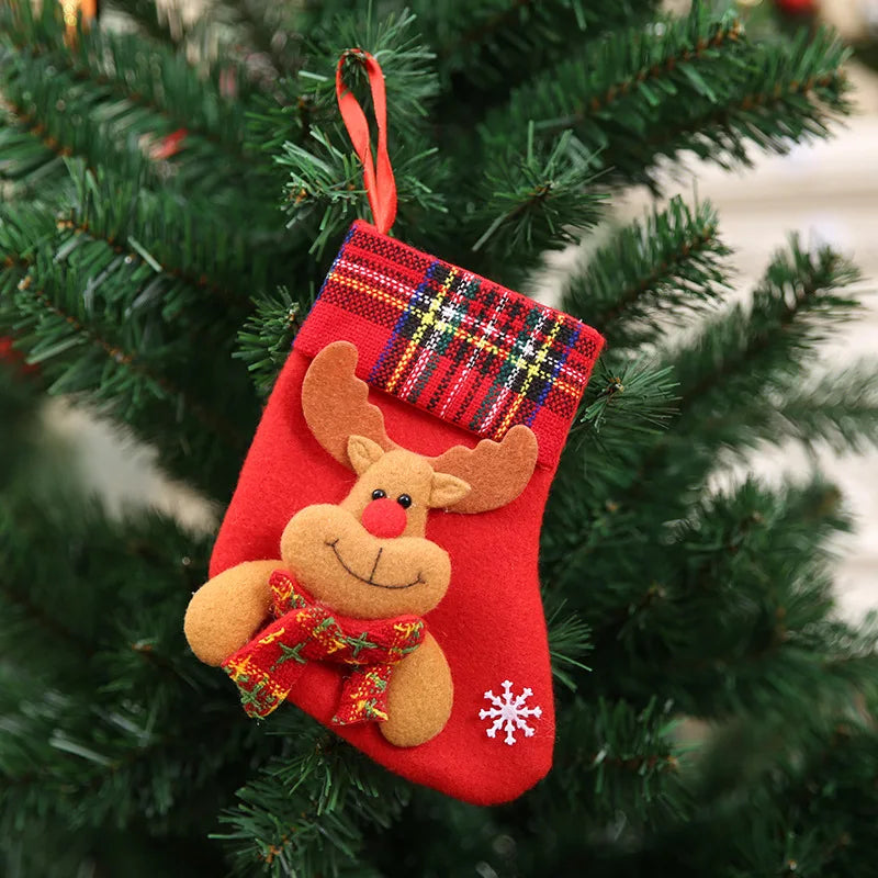Merry Christmas Socks Christmas Tree Ornaments Sack Xmas Gift Candy Bag Cute Fabrics with Multiple Styles To Choose From