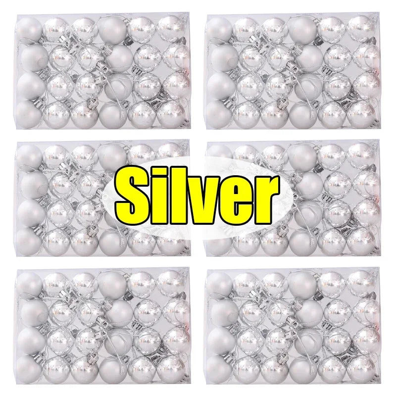 144/24pcs Mini Electroplated Christmas Balls Set Xmas Tree Pendant Christmas Ball Hanging Ornament for New Year Party Home Decor