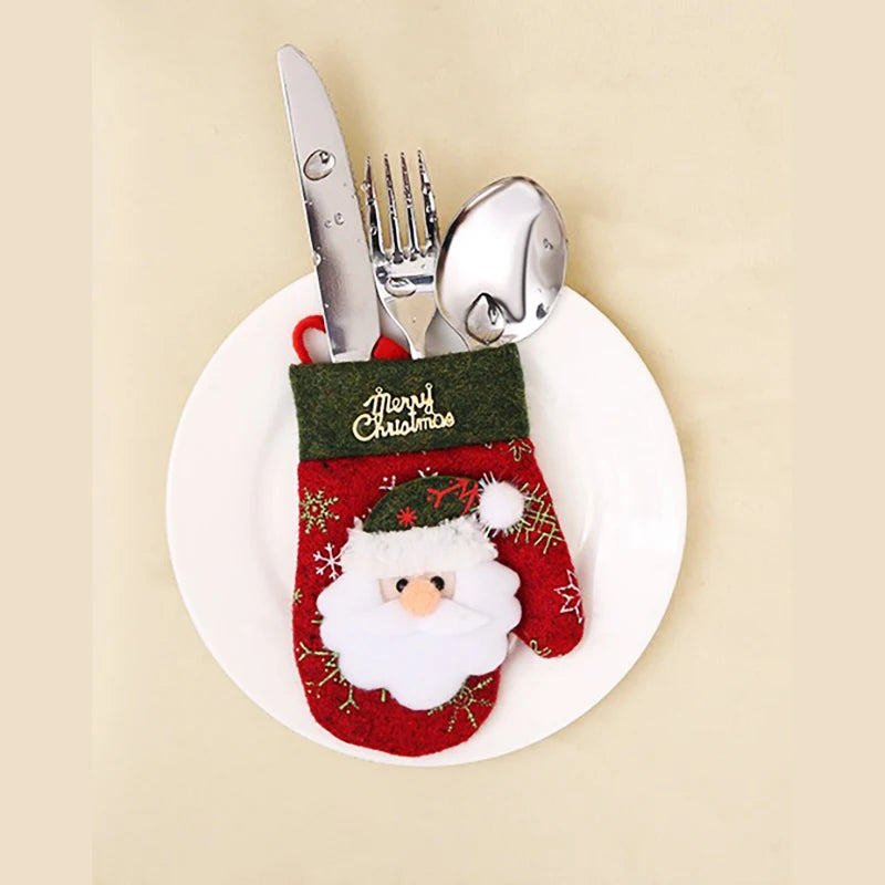 Christmas Decorations Knifes Fork Gloves Bag Holder Home New Year Party Table Dinner Cutlery Christmas Tree Hanging Ornaments