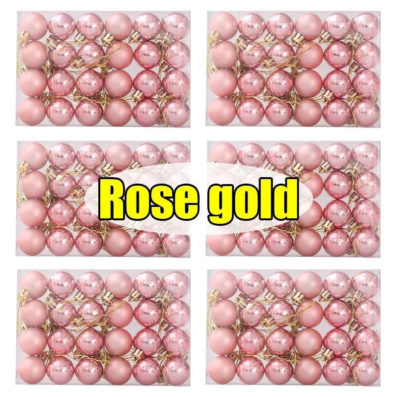 144/24pcs Mini Electroplated Christmas Balls Set Xmas Tree Pendant Christmas Ball Hanging Ornament for New Year Party Home Decor