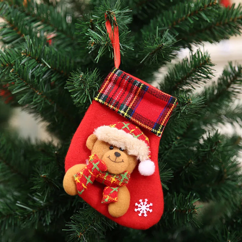 Merry Christmas Socks Christmas Tree Ornaments Sack Xmas Gift Candy Bag Cute Fabrics with Multiple Styles To Choose From