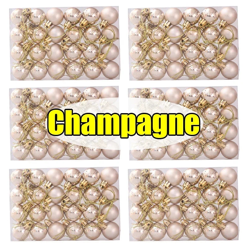 144/24pcs Mini Electroplated Christmas Balls Set Xmas Tree Pendant Christmas Ball Hanging Ornament for New Year Party Home Decor