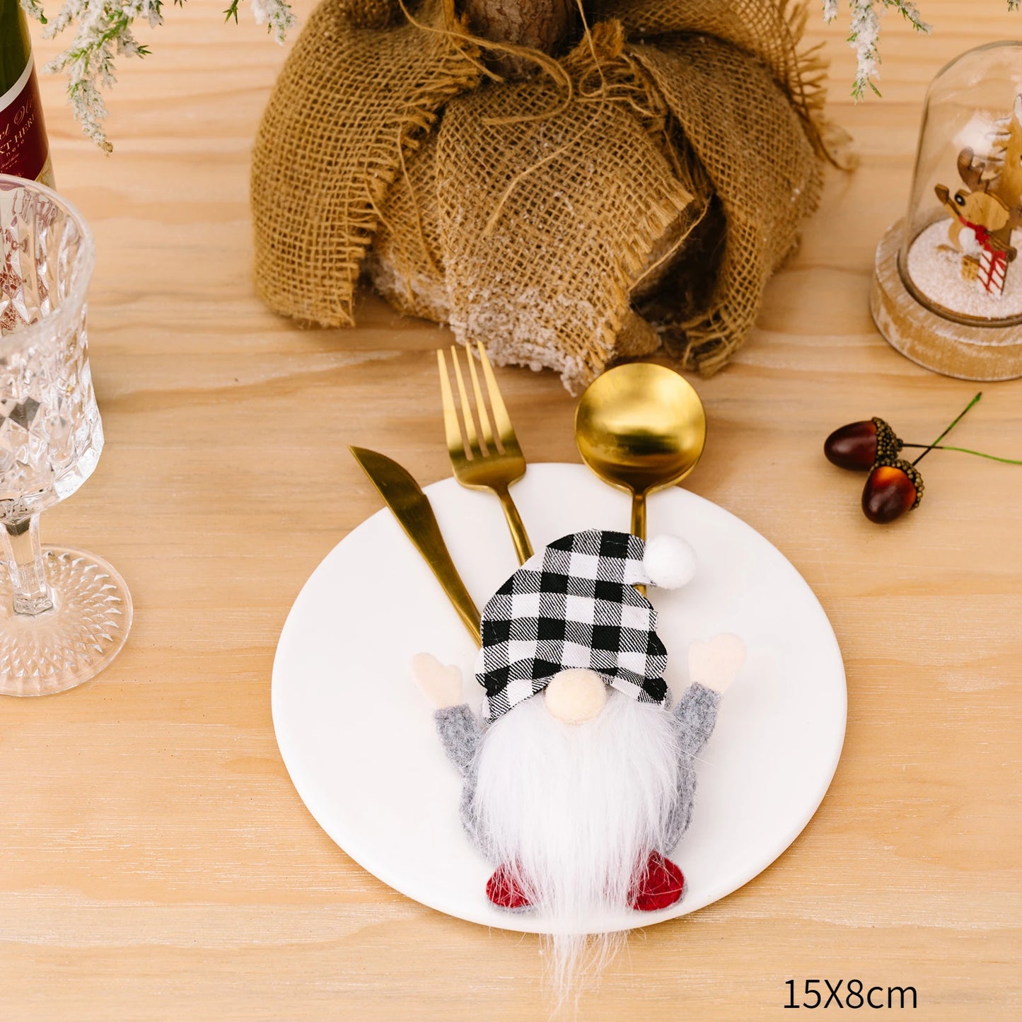 Merry Christmas Placemat Plaid Printed Decorations Tableware Pad Table Mat Napkins Xmas Tablecloth for Dining Table Home Decor