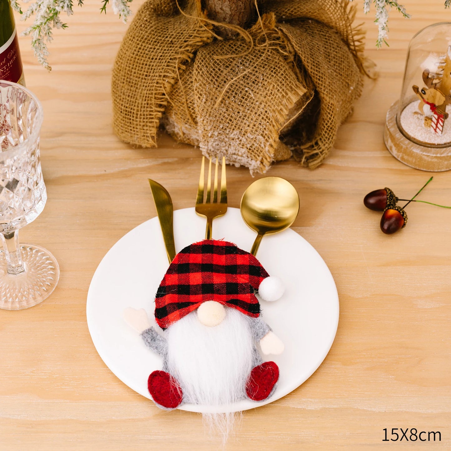 Merry Christmas Placemat Plaid Printed Decorations Tableware Pad Table Mat Napkins Xmas Tablecloth for Dining Table Home Decor