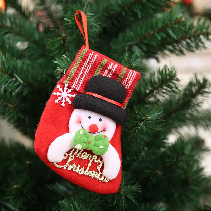 Merry Christmas Socks Christmas Tree Ornaments Sack Xmas Gift Candy Bag Cute Fabrics with Multiple Styles To Choose From