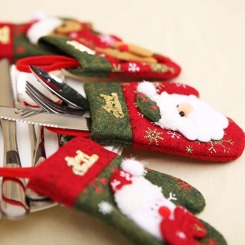 Christmas Decorations Knifes Fork Gloves Bag Holder Home New Year Party Table Dinner Cutlery Christmas Tree Hanging Ornaments