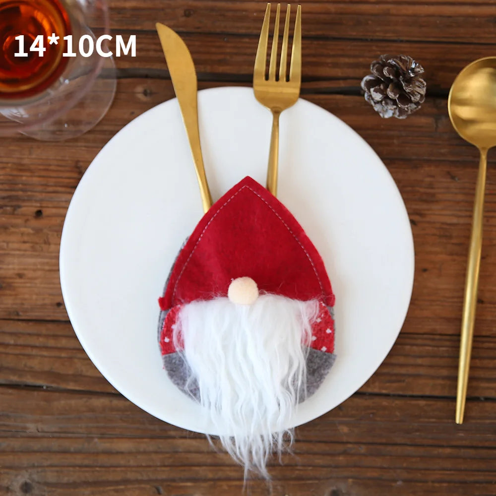 Merry Christmas Placemat Plaid Printed Decorations Tableware Pad Table Mat Napkins Xmas Tablecloth for Dining Table Home Decor