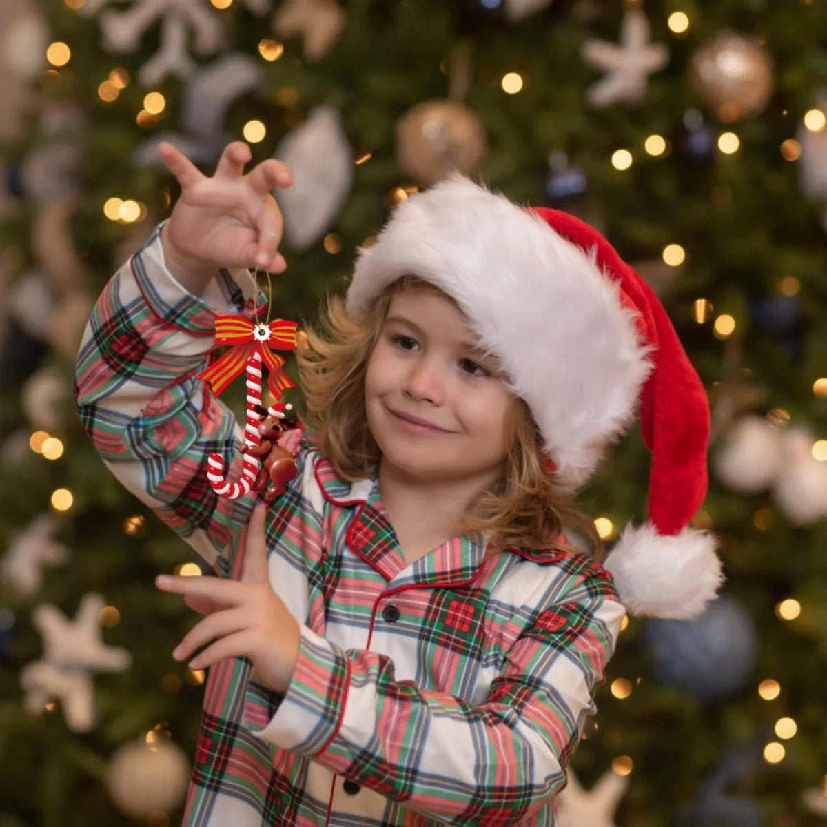 3PCS Christmas Tree Pendants Christmas Snowman Candy Cane Hanging Ornaments Decorations Xmas Gifts New Year 2024