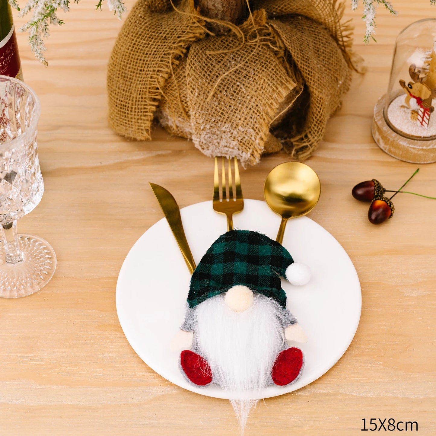 Merry Christmas Placemat Plaid Printed Decorations Tableware Pad Table Mat Napkins Xmas Tablecloth for Dining Table Home Decor