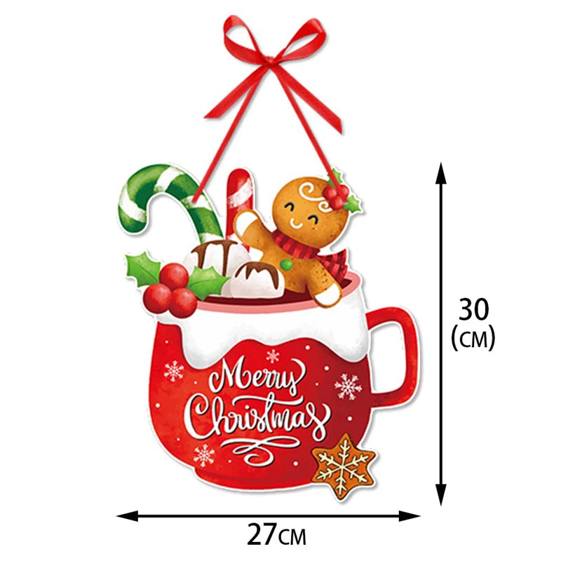Merry Christmas Door Hanger New Year Party Pendants Xmas Tree Hanging Oranment Santa Claus Snowman Christmas Decoration for Home