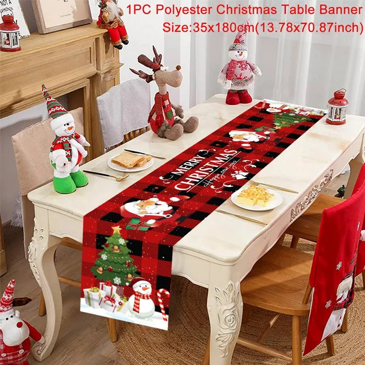 Christmas Table Runner Merry Christmas Decoration for Home Xmas Party Decor 2025 Navidad Notal Noel Ornament Happy New Year 2026