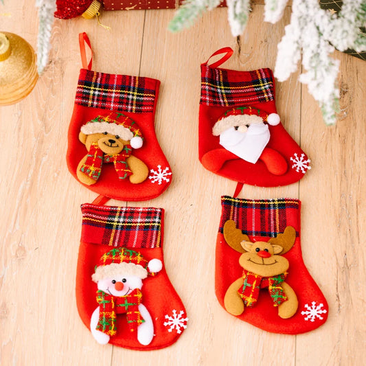 Merry Christmas Socks Christmas Tree Ornaments Sack Xmas Gift Candy Bag Cute Fabrics with Multiple Styles To Choose From